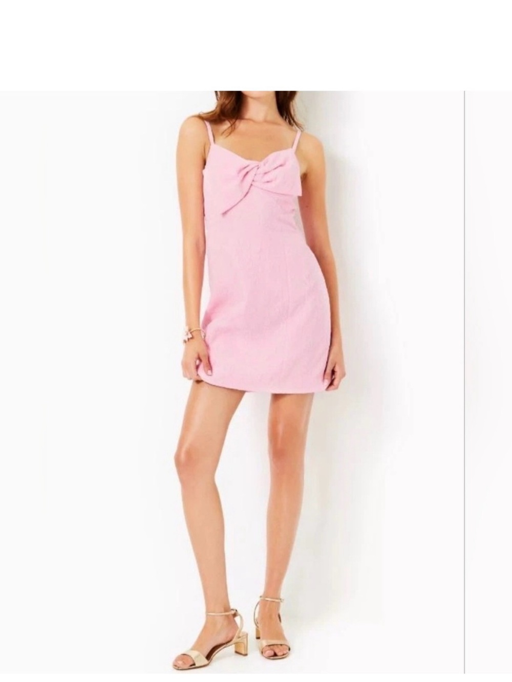 🌸Lilly Pulitzer Light Pink Bow-Front Spaghetti Strap Mini Dress - Picture 2 of 6